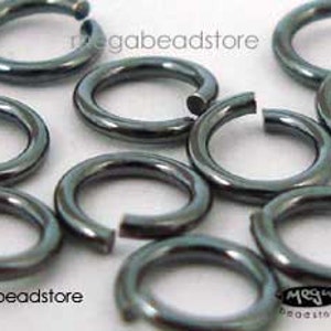 50 pieces 4mm or 5mm Dark Oxidized Sterling Silver Jump Rings Open 20.5 Gauge F29Z