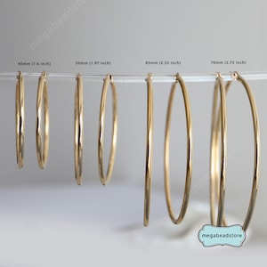 14K Gold Filled Hoop Earrings 40mm, 50mm F23GF image 2