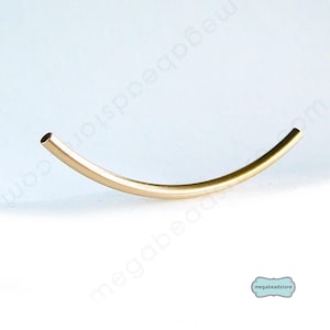 40mm x 2mm Long Curved Elbow Tube Bead 14K Gold Filled F425GF