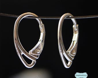 Sterling Silver Earwires Oval Leverback 18mm DIY Earring Making Supplies
