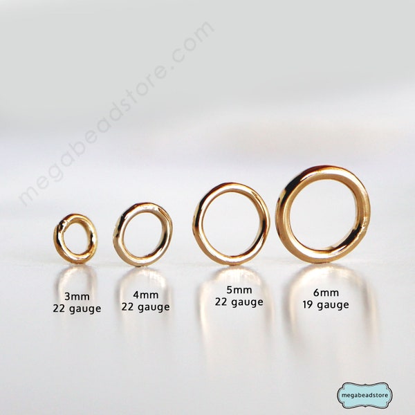 3 mm 4 mm 5 mm 6 mm Calibre 22 Anillos de salto cerrados (soldados) 14K rellenos de oro F29GFC