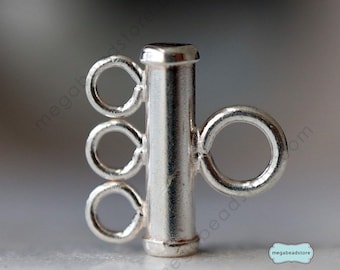 3-strand Bar Connector 925 Sterling Silver 2mm x 8mm F430