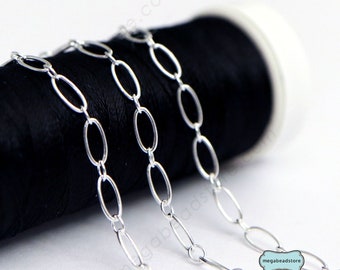 5mm Sterling Silver Chain Oval Long and Short Links Loose Chain CH60