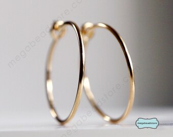 15mm 14K Gold Filled Beading Hoop Earwires Circle Earring F215GF