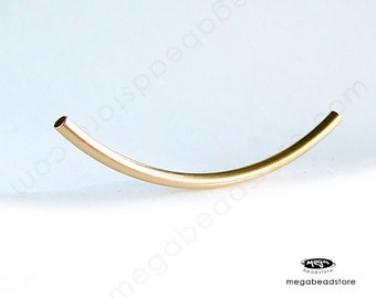 40mm x 2mm Long Curved Elbow Tube Bead 14K Gold Filled F425GF