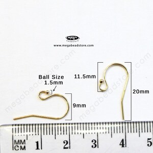 14K White Gold Earwires Solid Real Gold Ball End Earwires 14KG01W 1 Pair image 4