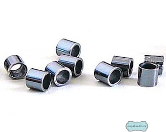 100 pieces 2mm Dark Oxidized Sterling Silver CRIMP BEADS Tube Spacers F32Z