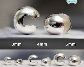 20 pieces 3mm, 4mm, 5mm Crimp Bead Covers 925 Sterling Silver F59