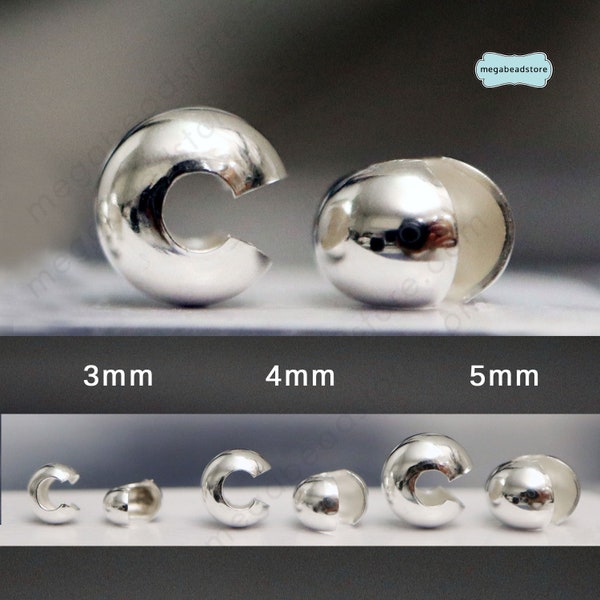 20 couvre-perles à écraser 3 mm, 4 mm, 5 mm Argent sterling 925 F59