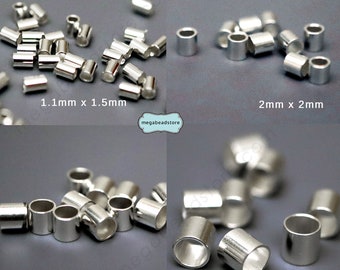 Argent sterling, perles pour tube à écraser 2 mm 3 mm 4 mm, espaceurs F32