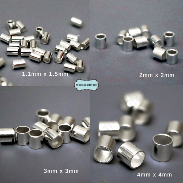 Sterling Silver Crimp Tube Beads 2mm 3mm 4mm Spacers F32