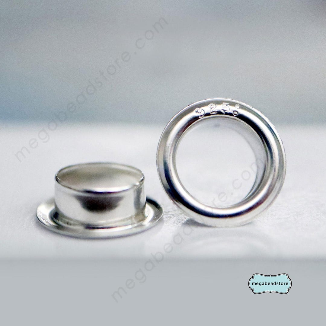 50 Pcs Marked 925 Sterling Silver Grommet Eyelet Rivets Fit Lampwork ...