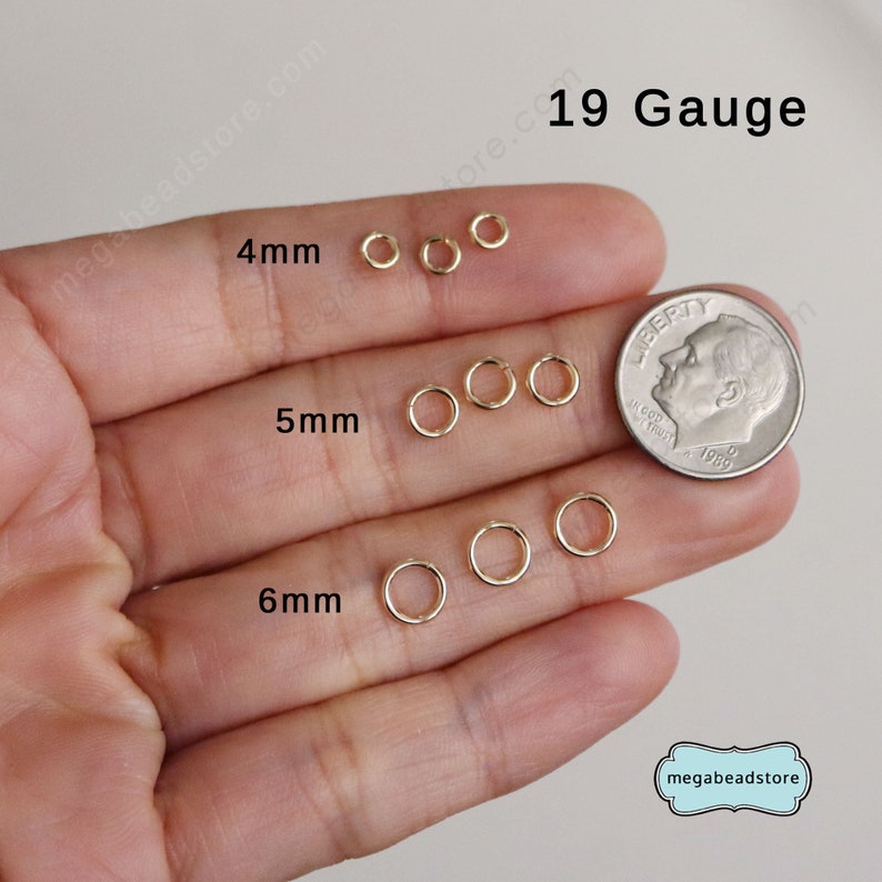 Anneaux ouverts GF, 4 mm, 5 mm, 6 mm calibre 19 or 14 carats F29GF image 4