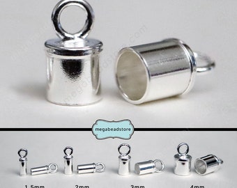 Sterling Silver End Cap 1.5mm, 2mm, 3mm 4mm for Leather Cord F142