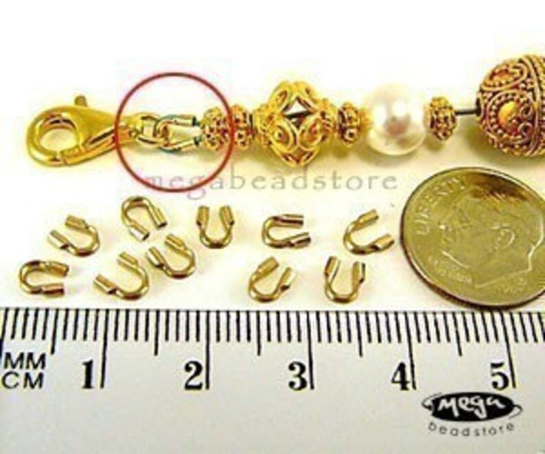 40 pcs 0.021 S 14K Gold Filled Wire Protector Loop Beads F124GF