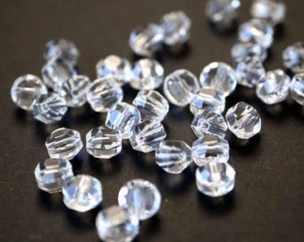 Vintage Swarovski 5100 Faceted Lentil Beads 5mm, Clear Crystal Aspirin Spacer Component, New Old Stock Austrian Flat Round Crystals
