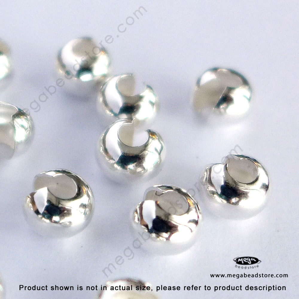 5mm Crimp Bead Covers Sterling Silver - 10 pcs-F59-5mm