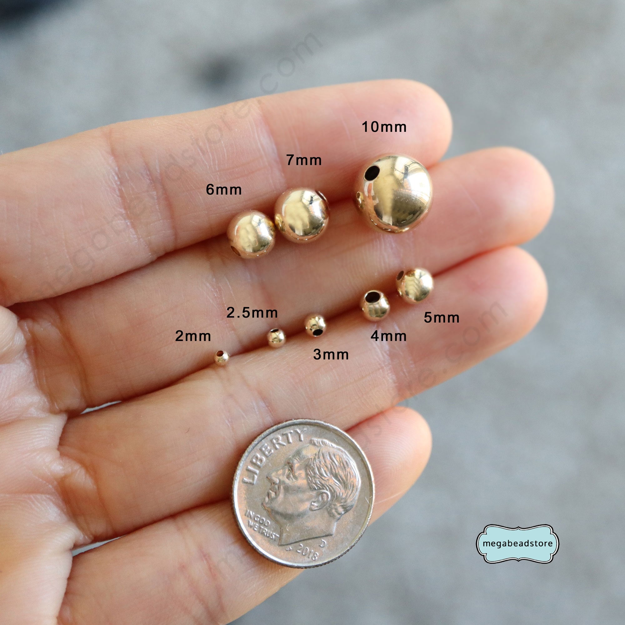 2 mm 2.5 mm 3 mm 4 mm 7 mm 10 mm 14K ゴールドフィルドビーズ 