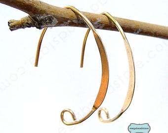 Marquise Hammer Flat Gold Filled Earwires Marking 1/20 14K F438GF