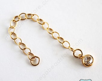 4mm CZ Drop 2" Extender Chain 14K Gold Filled F54GF