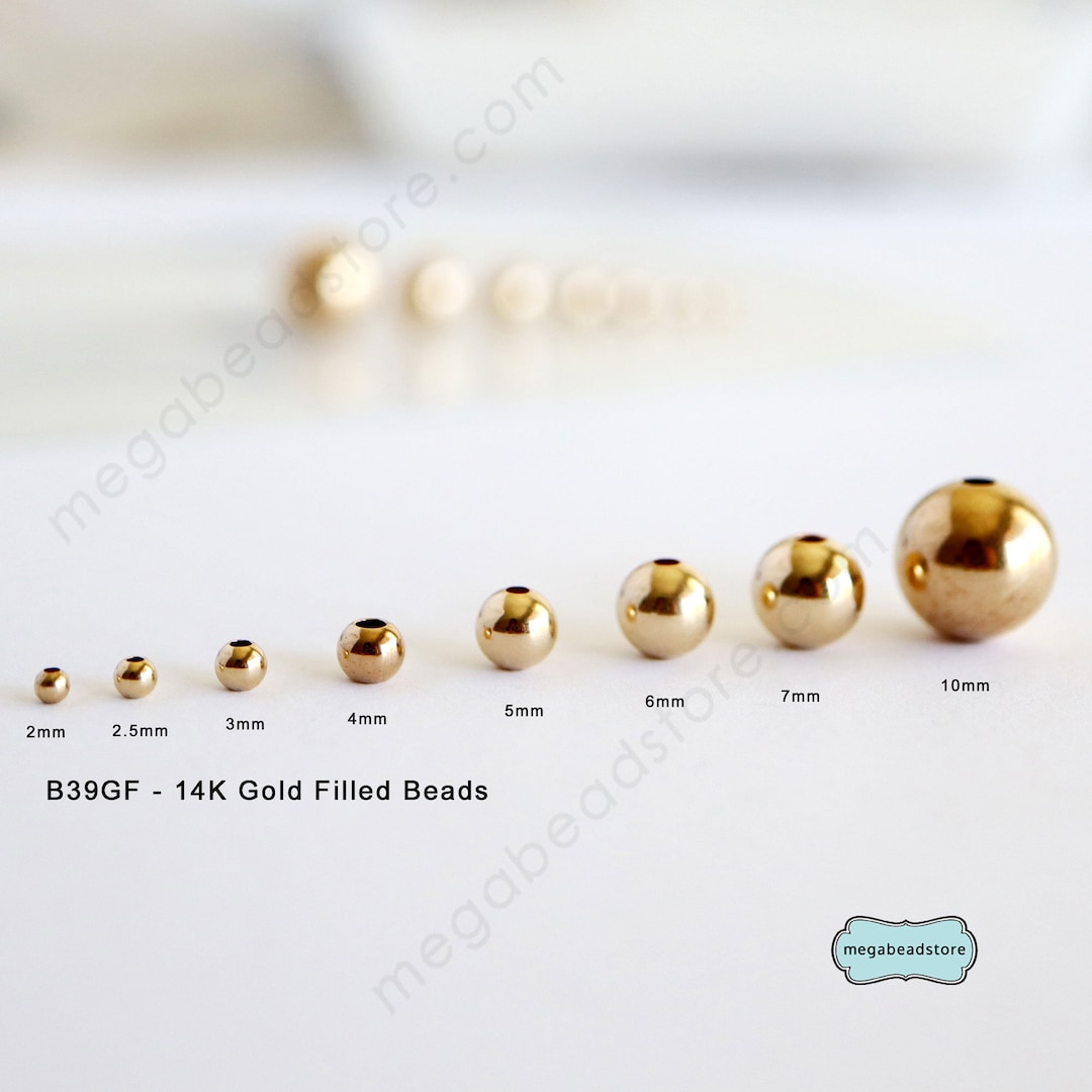 Yellow Gold Filled Beads, 1/20 14K Gold Filled, Round, 6mm, Hole: 2mm