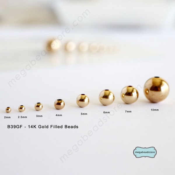 2mm 2.5mm 3mm 4mm 6mm 7mm 10mm 14K Gold Filled Beads Round Spacers B39GF