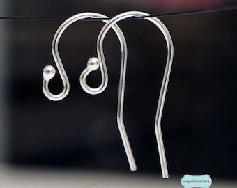 Ball End 925 Sterling Silver Ear Wires 22 Gauge F120