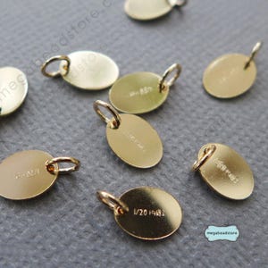 Quality Tag with Ring 1/20 14K Gold Filled Blank Disk 7.3 x 5.5mm F399GFR