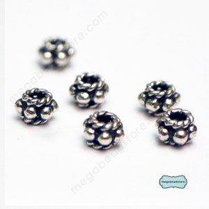 Small 4.75mm Patina Bali Sterling Silver Spacers Oxidized S02
