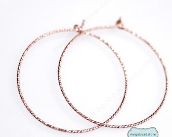 Very Think Hoop Earrings Sparkle Wire  14k Rose Pink Gold Filled F115RGF