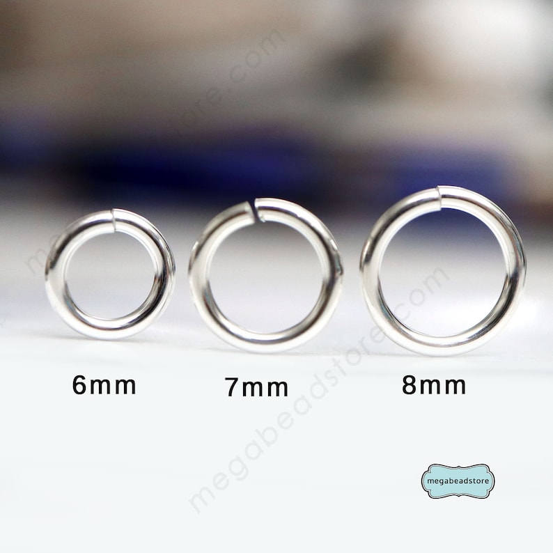 6mm 7mm 8mm Thick 18 Gauge Sterling Silver Jump Rings Open F29 image 1