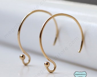 Round Earwires 14k Gold Filled Dot Ear Wire Round Hook F153GF