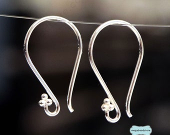 Thick 20 Gauge Bali 4-Ball End 925 Sterling Silver Ear Wire Earring Hook F419
