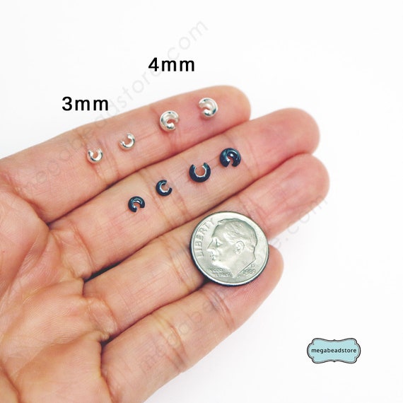 4mm Crimp Bead Covers Oxidized Sterling Silver - 25 pcs-F59Z