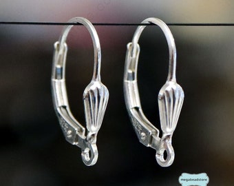 Sea Shell Lever back 925 Sterling Silver Ear Wires F370