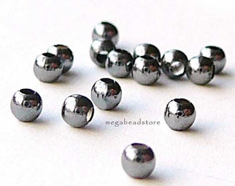 200 pieces 2mm Patina Oxidized Sterling Silver Beads Spacers B39Z