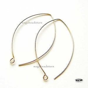 40mm Long Oval Ear Wires 14K Gold Filled Earring Hooks F374GF image 1