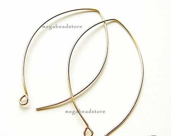 40mm Long Oval Ear Wires 14K Gold Filled Earring Hooks F374GF