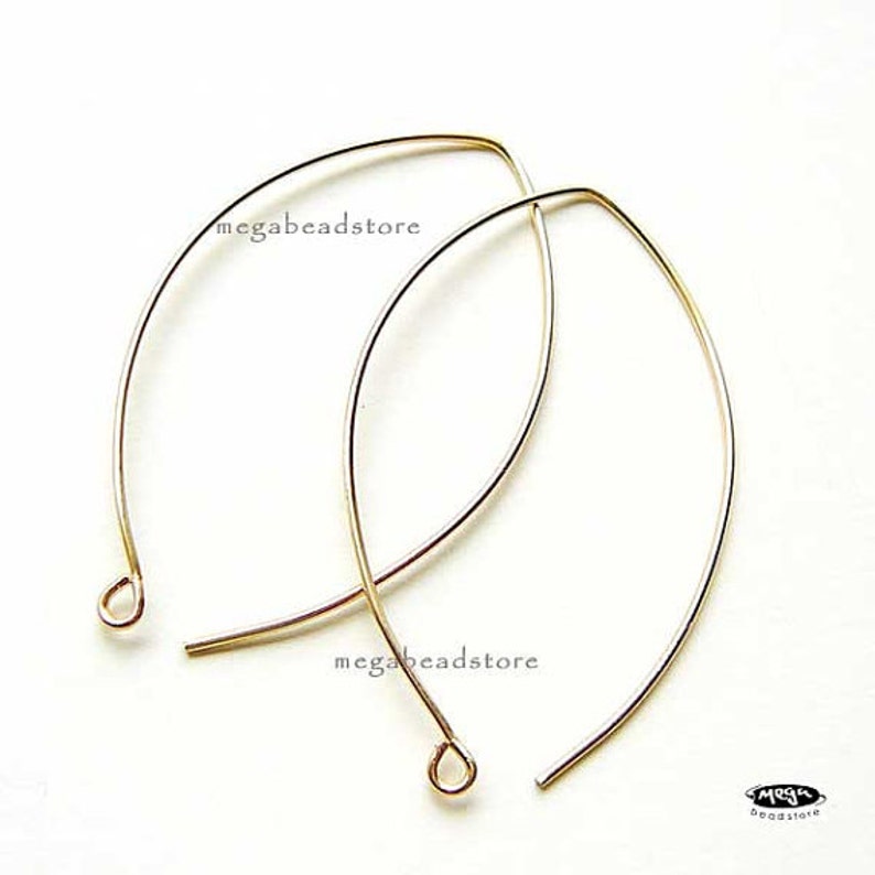 40mm Long Oval Ear Wires 14K Gold Filled Earring Hooks F374GF image 1