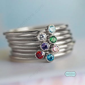 Minimalist 925 Sterling Silver Stacking Ring - Skinny Wire Ring with CZ