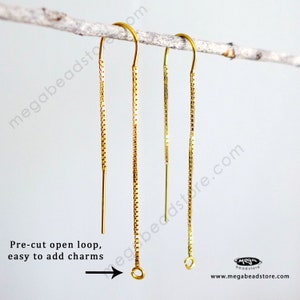 U-Ear Threader Box Chain Earrings Thread 14k gold Filled DIY Jewelry Supply F436GF-U