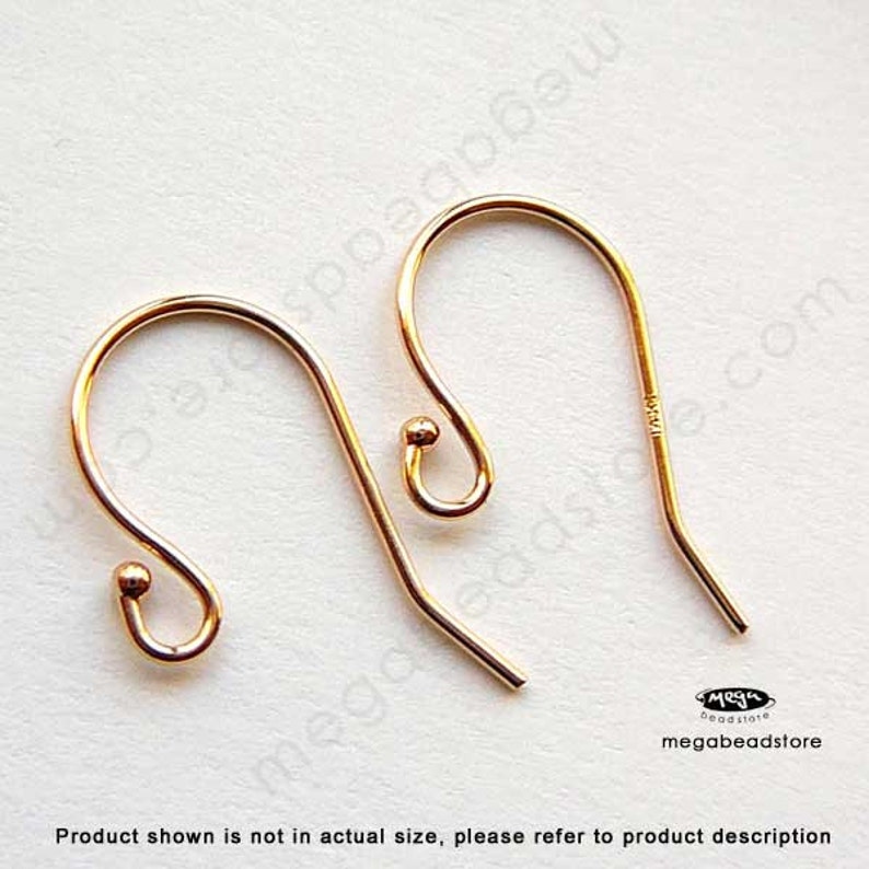 14K Yellow or White Gold Earwires Solid Real Gold Ball End Earwires 14KG01 image 5