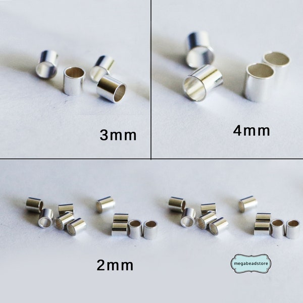 Perles à écraser pour tubes de 2 mm, 3 mm, 4 mm, entretoises F32 en argent sterling
