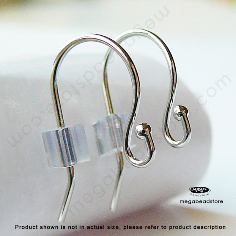 14K White Gold Earwires Solid Real Gold Ball End Earwires 14KG01W 1 Pair image 1