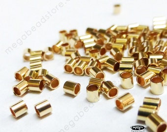 100 pieces 14K Gold Filled GF Crimp Bead Tube Spacer 2x2mm F32GF