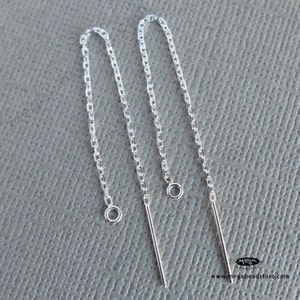 80mm 3.15 Long 925 Sterling Silver Ear thread Earring Wire F213 image 2
