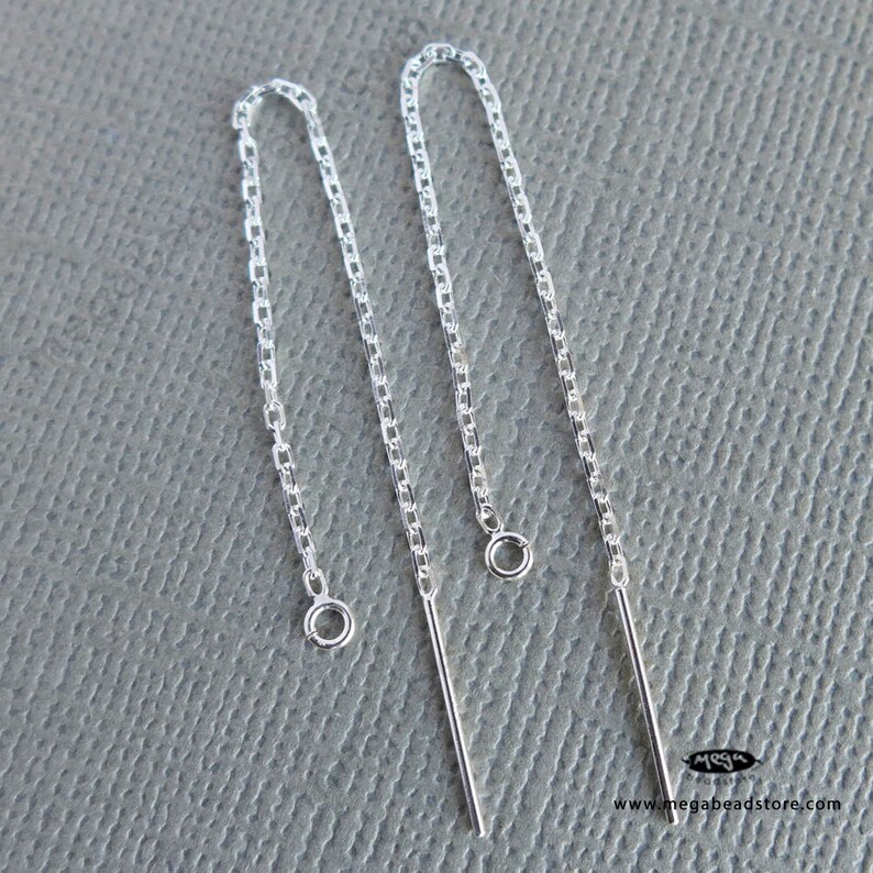 80mm 3.15 Long 925 Sterling Silver Ear thread Earring Wire F213 image 2