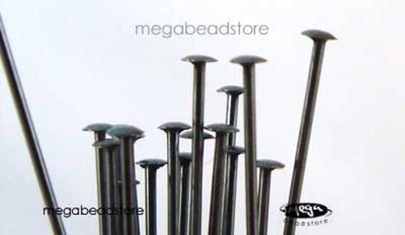 25 pcs Patina Dark Oxidized Sterling Silver Head Pins 24 or 22 gauge 2 inches F42Z