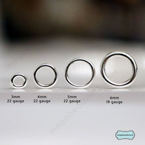3mm, 4mm, 5mm, 6mm, 8mm, 9.5mm Closed (Soldered) Jump Rings 925 Sterling Silver F29C