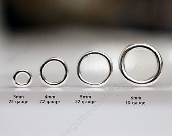 3mm, 4mm, 5mm, 6mm, 8mm, 9.5mm Closed (Soldered) Jump Rings 925 Sterling Silver F29C